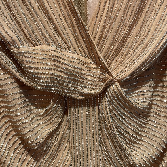 Parker Black Monarch Beaded Blush/Nude Gown - Size 6 - Picture 10 of 15